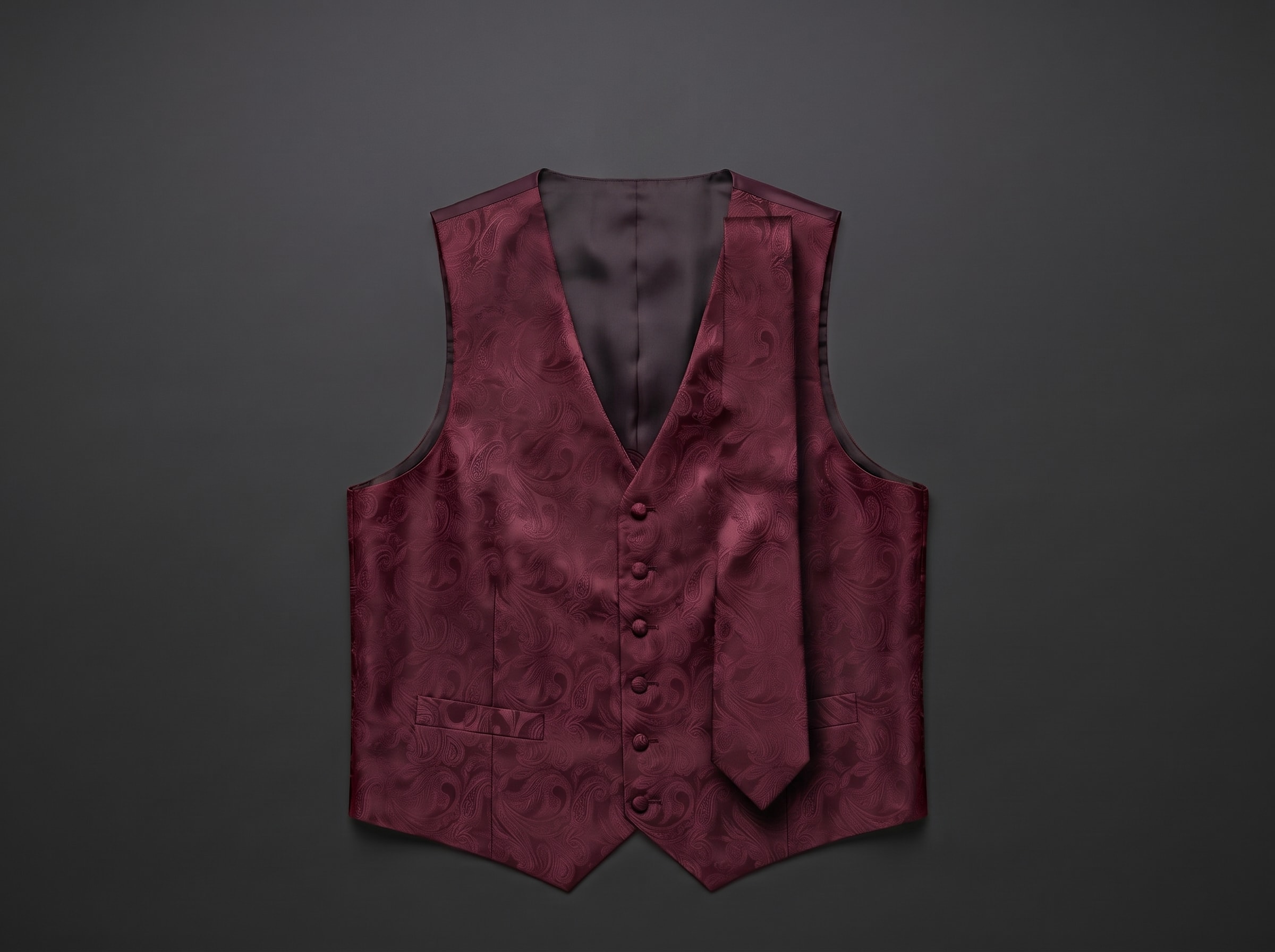 Colete e Gravata Bordeaux Adamascado