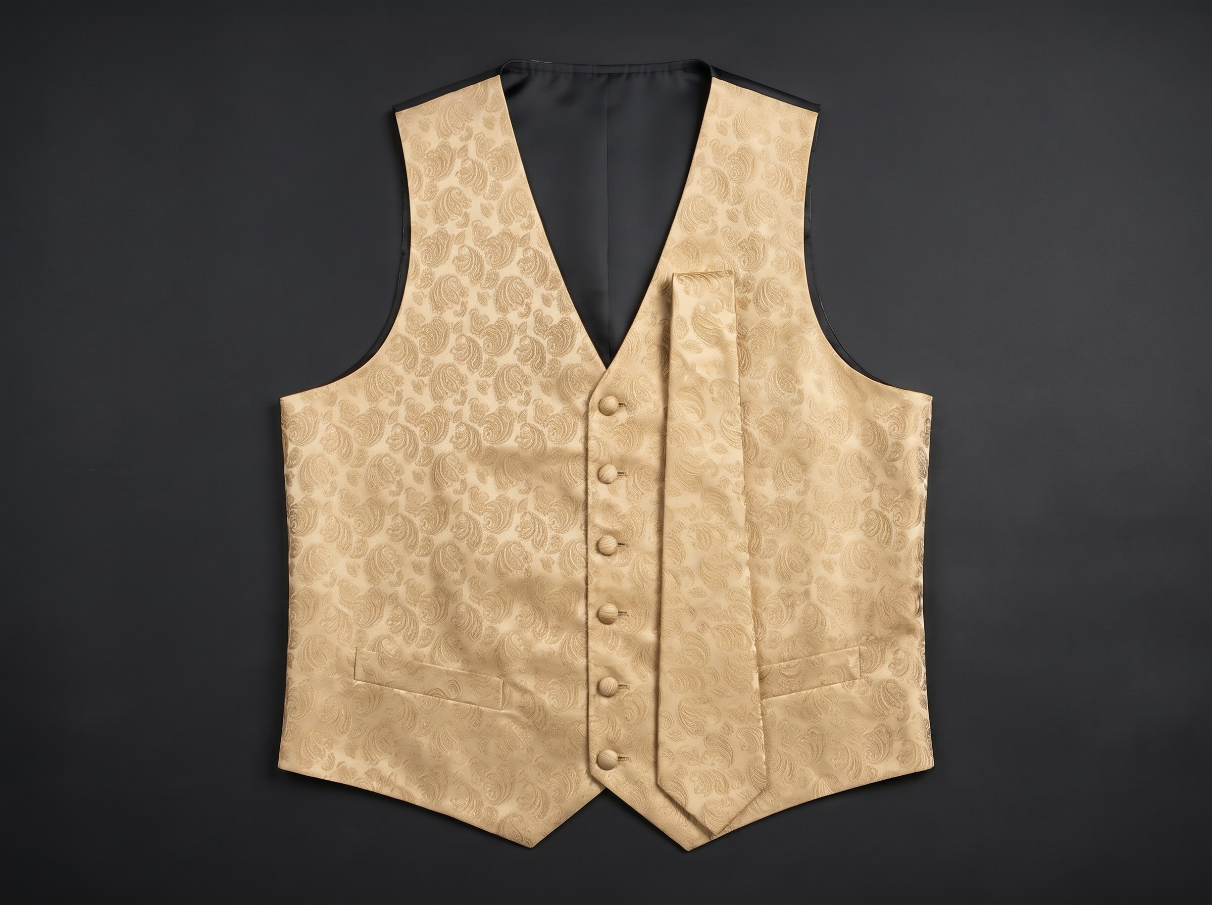 Colete e Gravata Dourado Adamascado