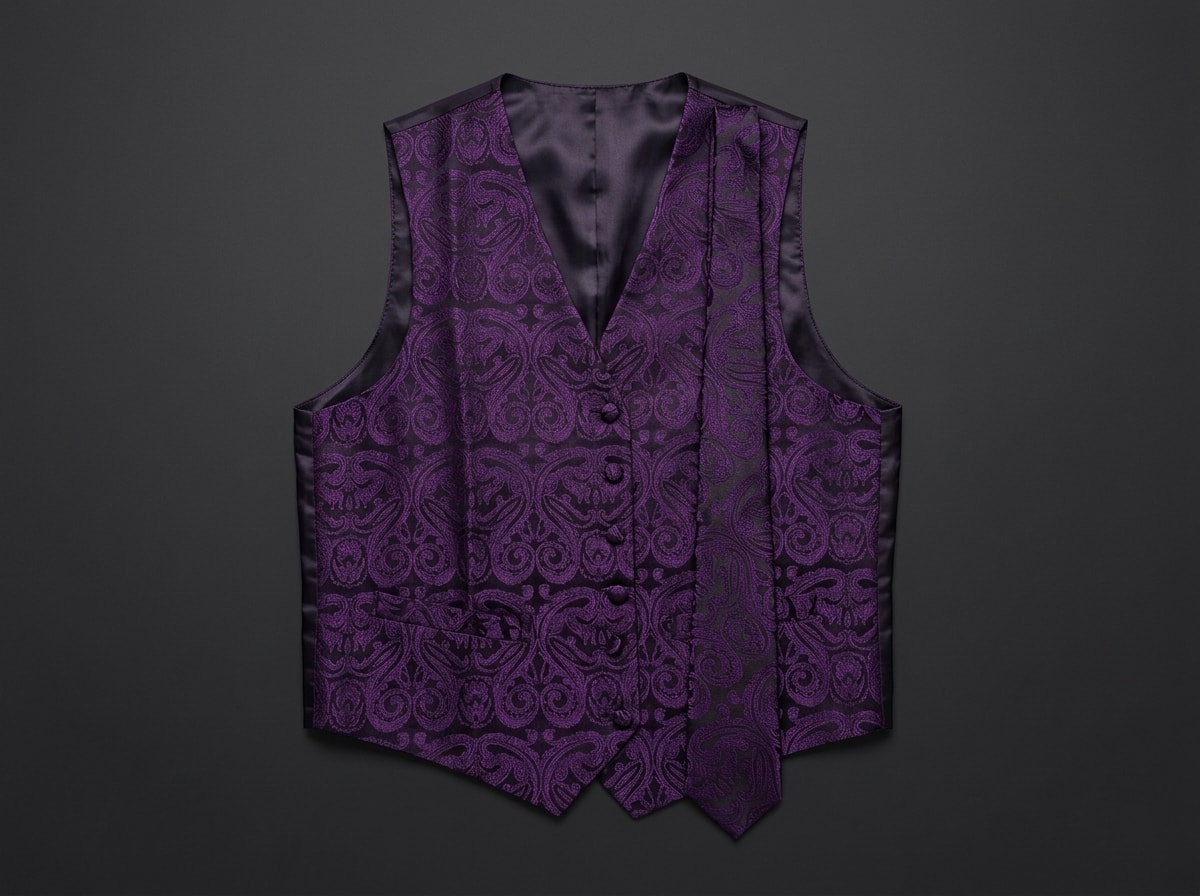 Colete e Gravata Roxo Adamascado