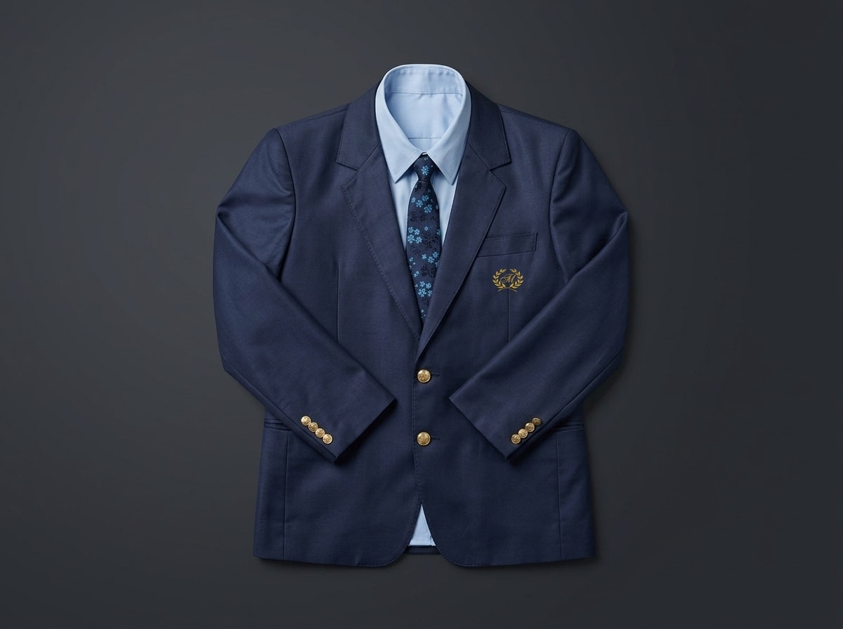 Farda Azul com Gravata Floral